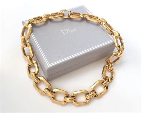 gold dior choker|christian Dior chunky necklace.